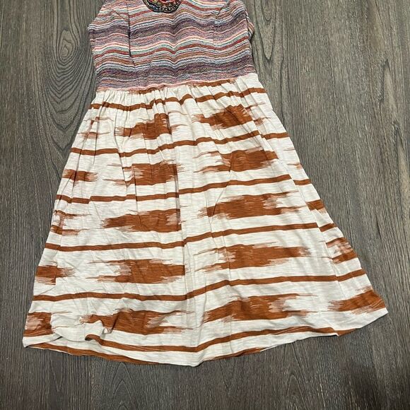 Lucky Brand Dress Empire Waist Aztec Pattern Sleeveless Racerback Cream XS - Picture 2 of 10